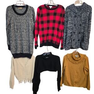 Women's Large L 12 14 Sweaters Cardigans Pullovers Vests Wholesale Bulk Lot of 6
